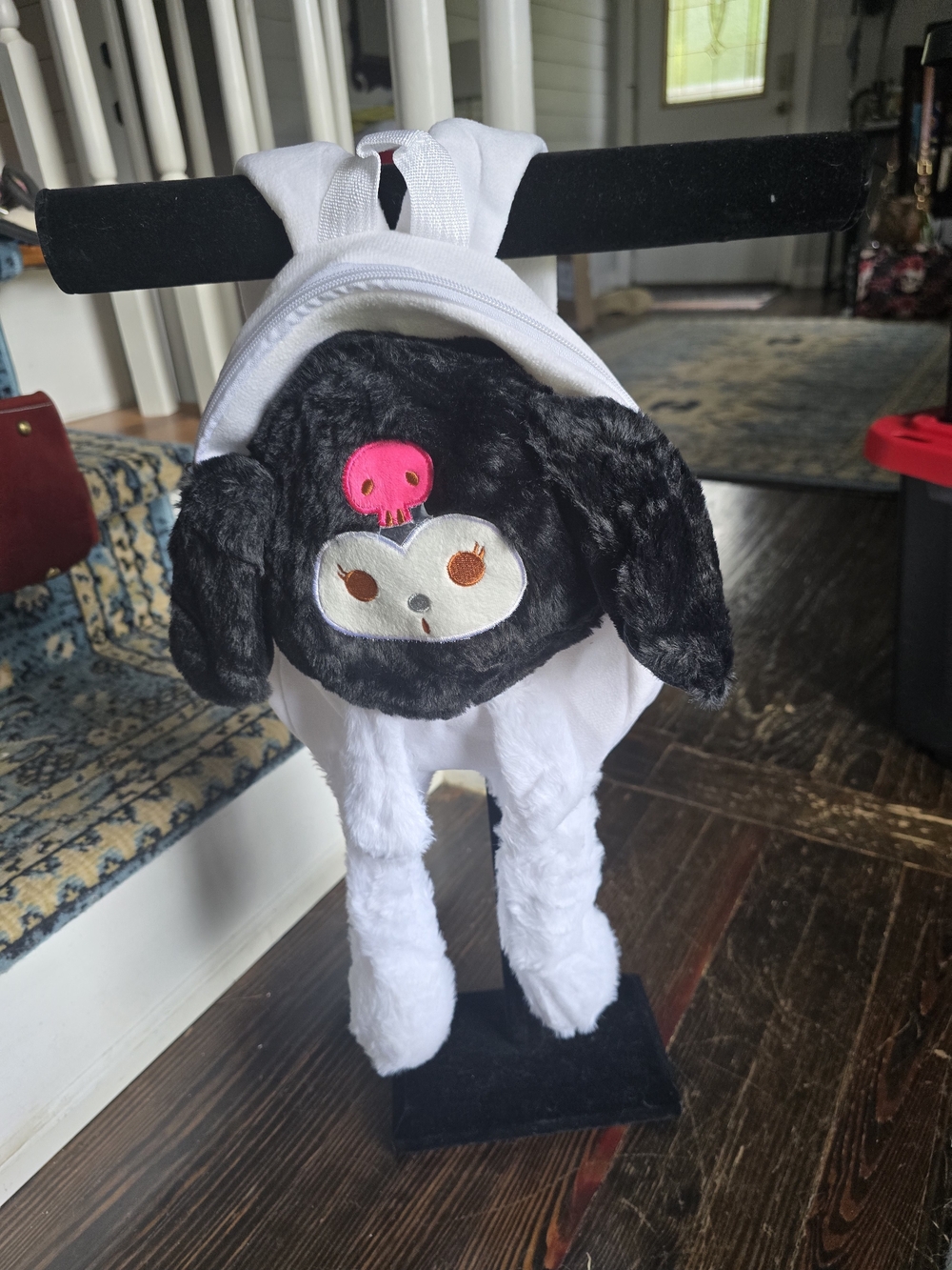 Kids Plush White and Black Character Costume Backpack - Kuromi Style